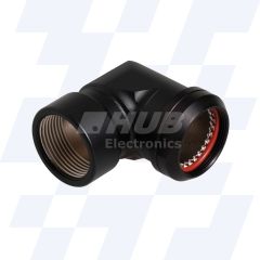 A37-444-9J24KN - EMCA 90 Degree M Thread Adaptor, MIL-DTL-38999 Series III, Black Hybrid, Shell Size 25