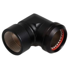 Front view of EMCA 90 Degree M Thread Adaptor in Black Hybrid finish (Part Number: A37-444-7J22KN)
