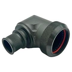 Front view of EMCA Electro-Mechanic A37-795 90 Degree Screened Adaptor in Olive Drab Zinc Cobalt finish