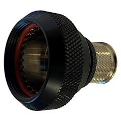 Front view of EMCA Straight Screened Adaptor in Black Hybrid finish (Part Number: A37-526-2J05KN)