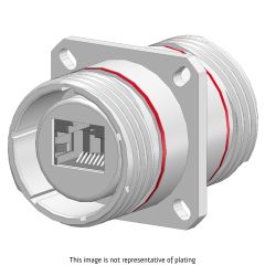 Front view of EMCA Connector Solutions RJ45 CAT5e Bulkhead Feedthrough Square Flange Receptacle