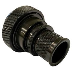 Rear view of EMCA Straight (RFI/EMI) Screened Adaptor in Olive Drab Zinc Cobalt finish (Part Number: A37-526-1404)