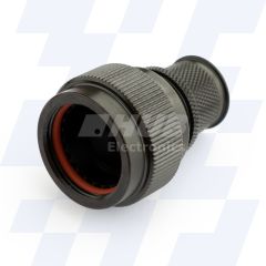 Front view of EMCA Solid Straight (RFI/EMI) Screened Adaptor in Olive Drab Zinc Cobalt finish (Part Number: A28-689-044)