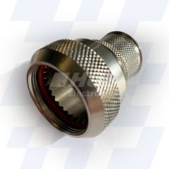 Front view of EMCA Straight (RFI/EMI) Screened Adaptor in Electroless Nickel finish (Part Number: A87-536-2504KN)