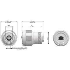 Dimensions of EMCA Connector Solutions RJ45 CAT6A Plug Connector in Tin Zinc Grey finish (Part Number: X1-9878-19-V N)