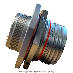 Side view of EMCA Connector Solutions RJ45 CAT6A Feedthrough Jam Nut Receptacle in Electroless Nickel finish