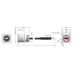 Dimensions of EMCA Connector Solutions X2-9856 USB-A Square Flange Receptacle with Cordset