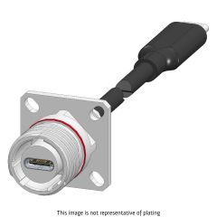 Front view of EMCA Connector Solutions X2-9875 USB-C Square Flange Receptacle with Cordset