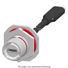 Front view of EMCA Connector Solutions X2-9876 USB-C Jam Nut Receptacle with Cordset