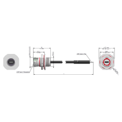 Dimensions of EMCA Connector Solutions X2-9876 USB-C Jam Nut Receptacle with Cordset
