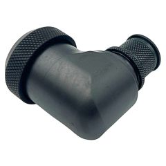 Side view of EMCA Electro-Mechanic A37-525 90 Degree Screened Adaptor in Black Zinc Nickel finish