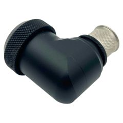 Rear view of EMCA Electro-Mechanic A37-525 90 Degree Screened Adaptor in Black Hybrid finish