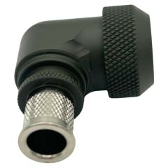 Side view of EMCA Electro-Mechanic A37-795 90 Degree Screened Adaptor in Olive Drab Hybrid finish