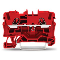 Front view of WAGO TOPJOB®S 2004 Series Rail Mounted 2 Conductor Through Terminal Block, Red (Part Number: 2004-1203)
