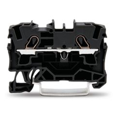 Front view of WAGO TOPJOB®S 2004 Series Rail Mounted 2 Conductor Through Terminal Block, Black (Part Number: 2004-1205)