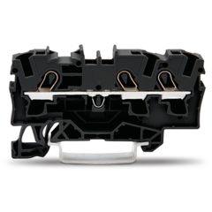 Front view of WAGO TOPJOB®S 2004 Series Rail Mounted 3 Conductor Through Terminal Block, Black (Part Number: 2004-1305)
