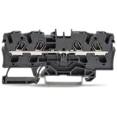 Front view of WAGO TOPJOB®S 2004 Series Rail Mounted 4 Conductor Through Terminal Block, Black (Part Number: 2004-1405)