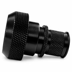 Side view of EMCA Electro-Mechanic A37-526 Straight Screened Adaptor in Black Zinc Nickel finish