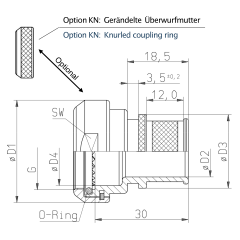 Dimensions of EMCA Electro-Mechanic A37-526 Straight Screened Adaptor