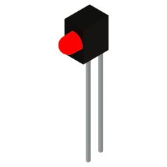 Side view of MARL 103 Series PCB Mounted LED with Red LED (Part Number: 103-305-01)