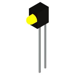 Side view of MARL 103 Series PCB Mounted LED with Yellow LED (Part Number: 103-311-01)