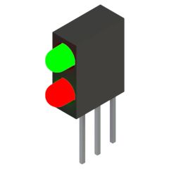 Side view of MARL 109 Series PCB Mounted LED with Green over Red LED (Part Number: 109-000-20-51)