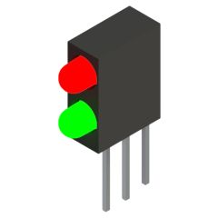 Side view of MARL 109 Series PCB Mounted LED with Red over Green LED (Part Number: 109-000-20-52)