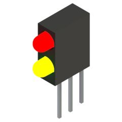 Side view of MARL 109 Series PCB Mounted LED with Red over Yellow LED (Part Number: 109-000-01-53)