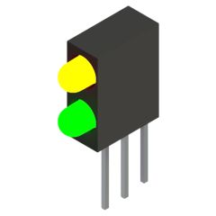 Side view of MARL 109 Series PCB Mounted LED with Yellow over Green LED (Part Number: 109-000-04-53)