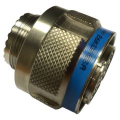 Side view of Souriau Sunbank by Eaton D38999 Series III Free Cable Plug in Stainless Steel finish (Part Number: D38999/26KC98SA)