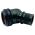 Bottom view of EMCA 45 Degree (RFI/EMI) Screened Adaptor in Black Zinc Nickel finish (Part Number: A77-332-3208)