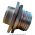 Side view of EMCA Connector Solutions RJ45 CAT6A Feedthrough Jam Nut Receptacle in Electroless Nickel finish