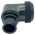 Side view of EMCA Electro-Mechanic A37-795 90 Degree Screened Adaptor in Black Zinc Nickel finish