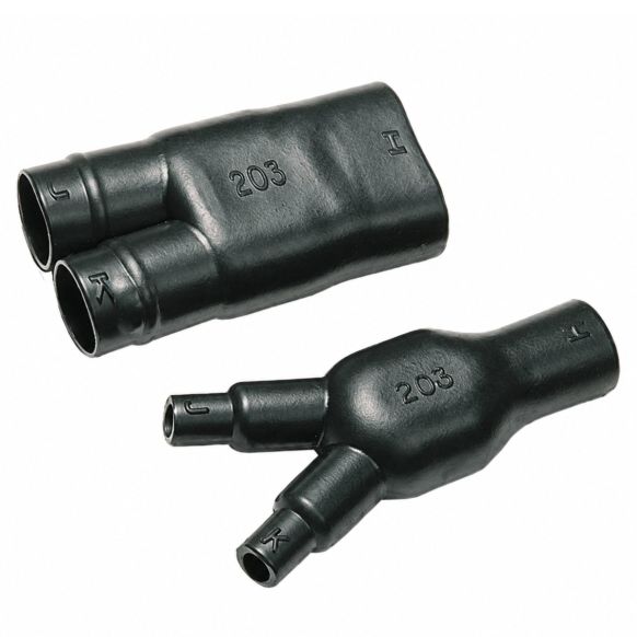 Supplied and fully recovered views of the HellermannTyton Helashrink 200 Series (203-1) heat-shrink boot