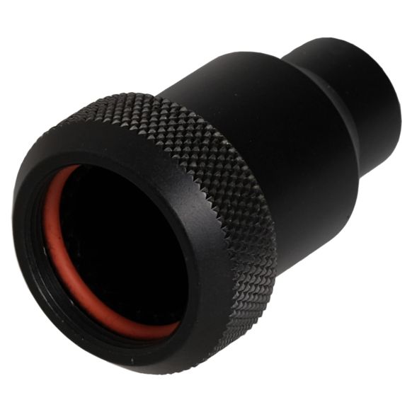 Front view of EMCA Straight M Thread Adaptor in Black Hybrid finish (Part Number: A37-445-5J28KN)