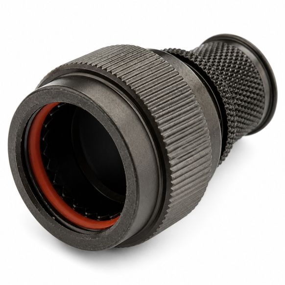 Front view of EMCA Electro-Mechanic A17-880 Straight Screened Adaptor in Olive Drab Zinc Cobalt finish