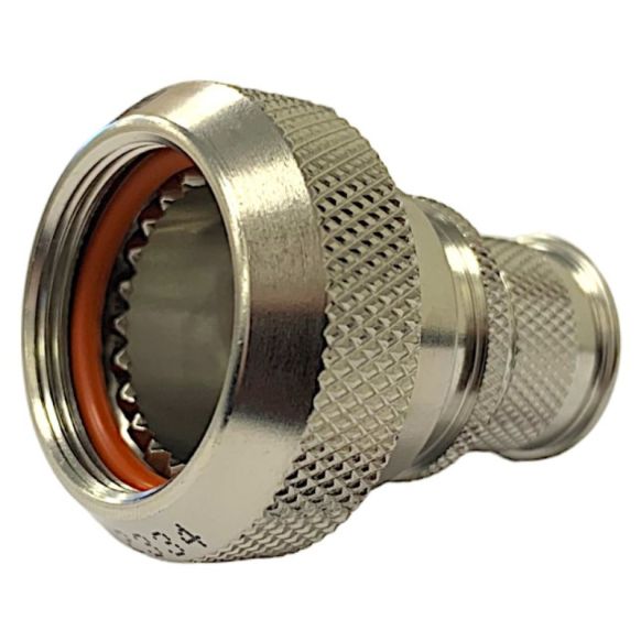 Front view of EMCA Straight Screened Adaptor in Stainless Steel Passivated finish (Part Number: A37-526-7114KN)