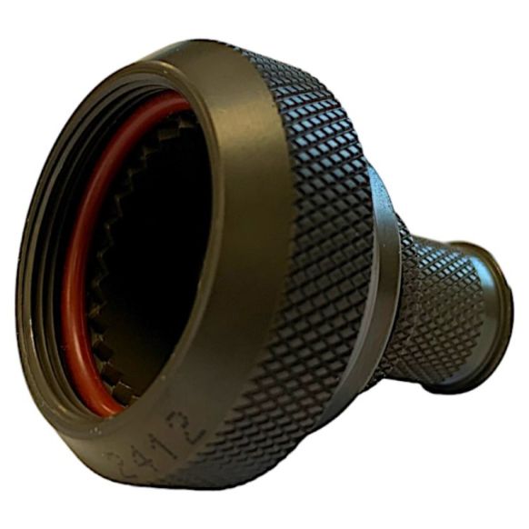 Front view of EMCA Straight Screened Adaptor in Olive Drab Cadmium finish (Part Number: A37-526-2606KN)
