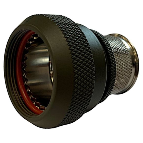 Front view of EMCA Straight Screened Adaptor in Olive Drab Hybrid finish (Part Number: A37-526-8U14KN)