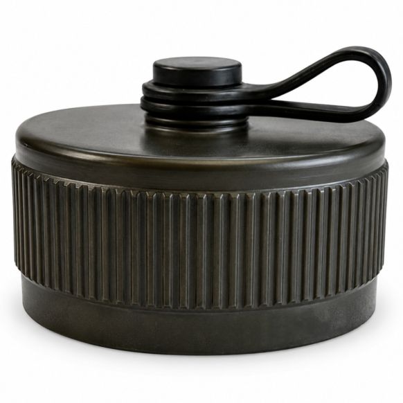 Front view of EMCA Electro-Mechanic C37-429 Receptacle Cap in Black Hard Anodised finish
