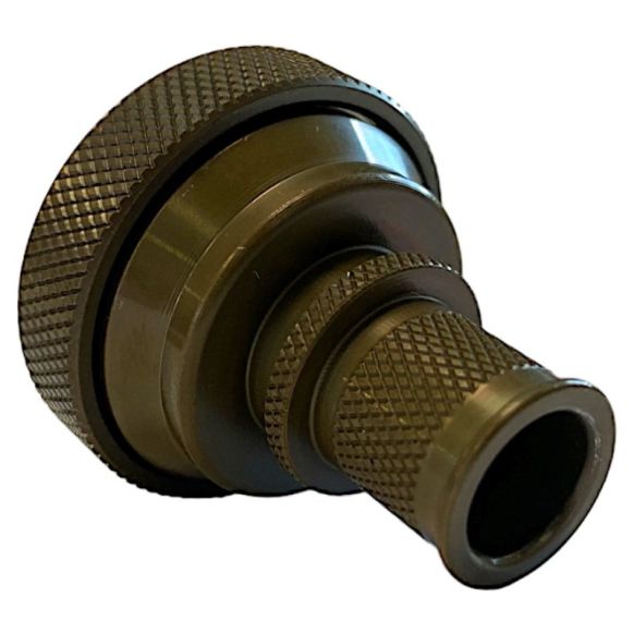 Rear view of EMCA Straight Screened Adaptor in Olive Drab Cadmium finish (Part Number: A37-526-2607KN)