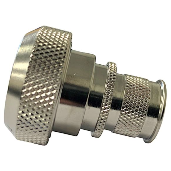 Side view of EMCA Straight Screened Adaptor in Stainless Steel Passivated finish (Part Number: A37-526-4108KN)