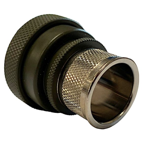 Rear view of EMCA Straight Screened Adaptor in Olive Drab Hybrid finish (Part Number: A37-796-4U10)