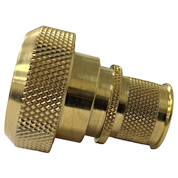 Side view of EMCA Straight (RFI/EMI) Screened Adaptor in Aluminium Bronze Passivated & Electroless Nickel finish (Part Number: A37-796-69512)