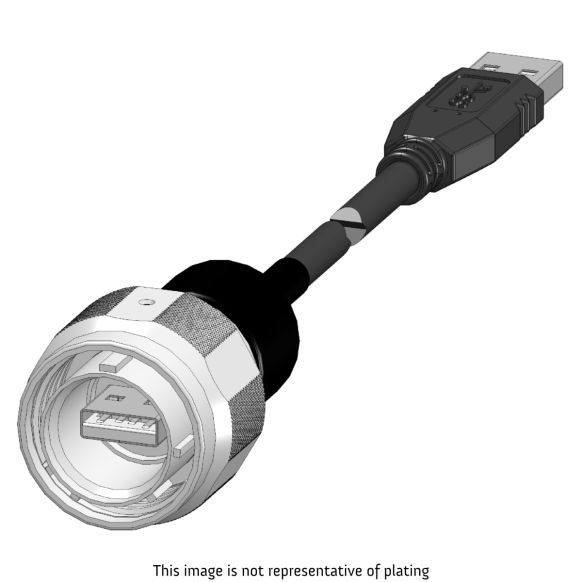 Front view of EMCA Connector Solutions X2-9855 USB-A Plug Connector with Cordset