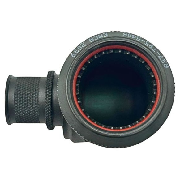 Front view of EMCA Electro-Mechanic A37-525 90 Degree Screened Adaptor in Olive Drab Zinc Cobalt finish