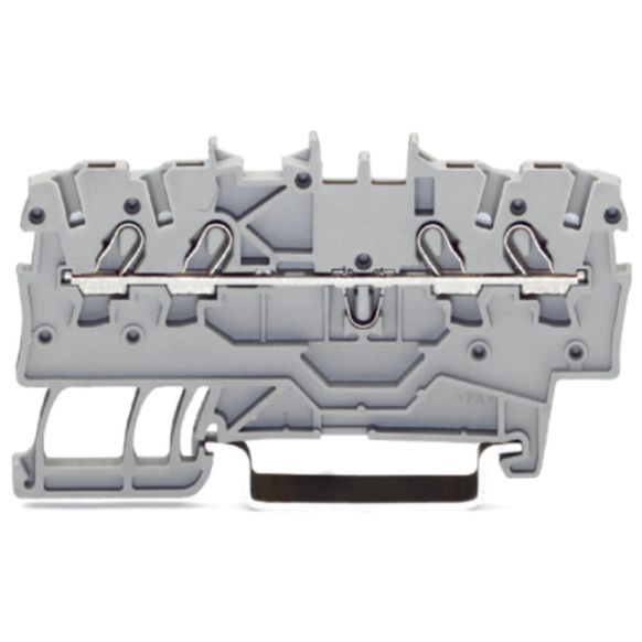 Front view of WAGO TOPJOB®S 2000 Series Rail Mounted 4 Conductor Through Terminal Block, Red (Part Number: 2000-1403)