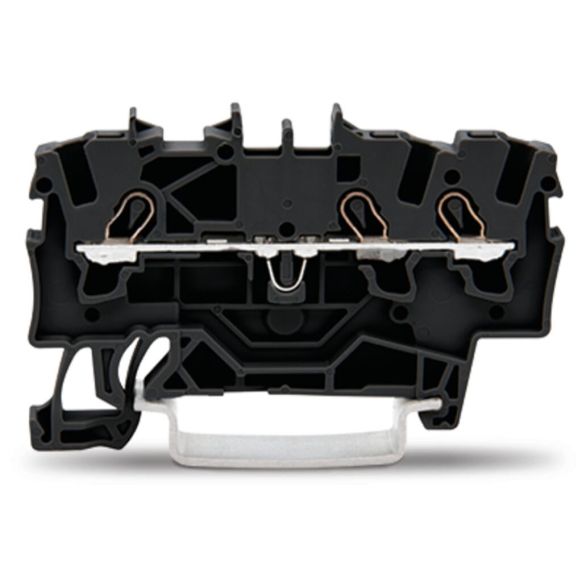 Front view of WAGO TOPJOB®S 2001 Series Rail Mounted 3 Conductor Through Terminal Block, Black (Part Number: 2001-1305)