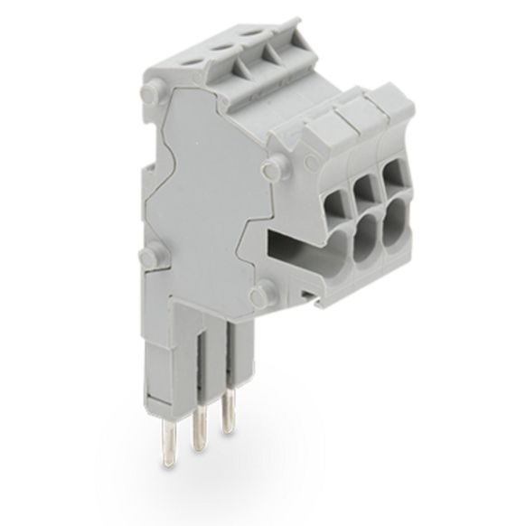 Front view of WAGO TOPJOB®S 2001 Series Connector Strip, 3 Pole, Grey (Part Number: 2001-553)