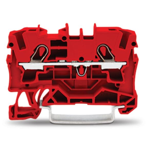 Front view of WAGO TOPJOB®S 2004 Series Rail Mounted 2 Conductor Through Terminal Block, Red (Part Number: 2004-1203)